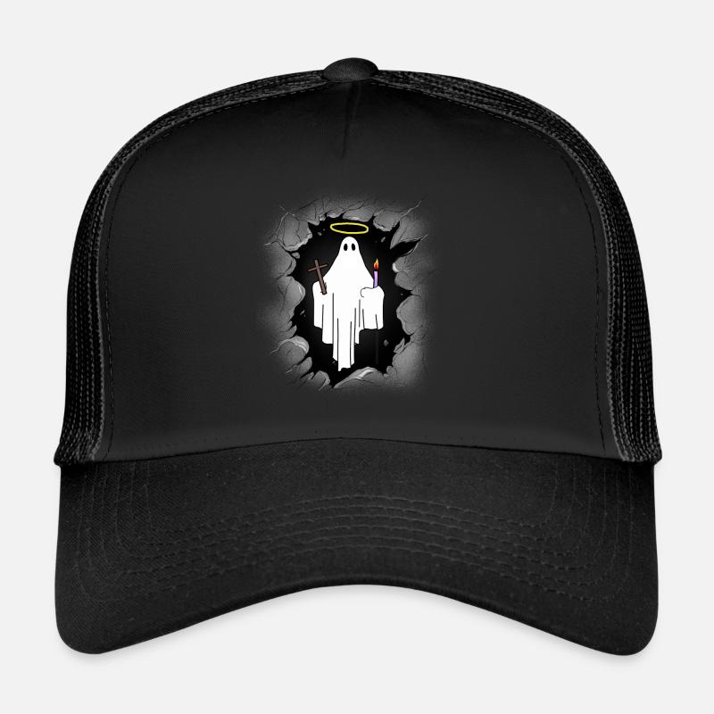 Ghost Ghosts Midnight Halloween Witching Hour Trucker Cap