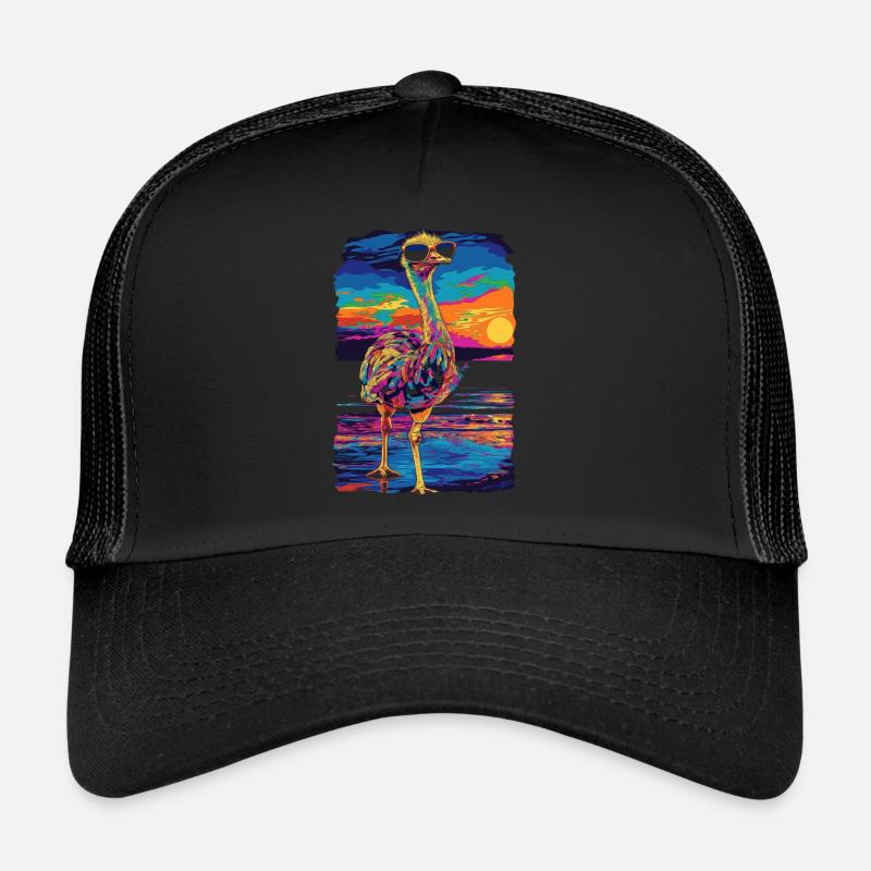 Straußentier-Sonnenbrille Strand Popart Trucker Cap