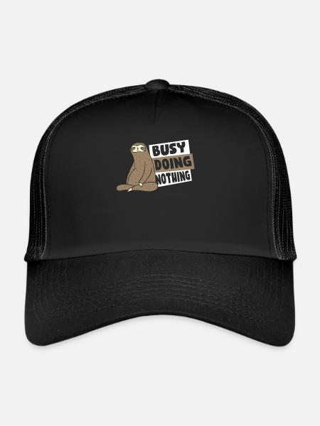 Busy Doing Nothing Brown-Throated Pilosa Folivora - Trucker Cap - black/black - Front