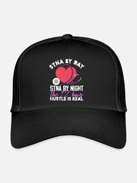 stna by day stna by night Design for a nursing - Trucker Cap - black/black - Front
