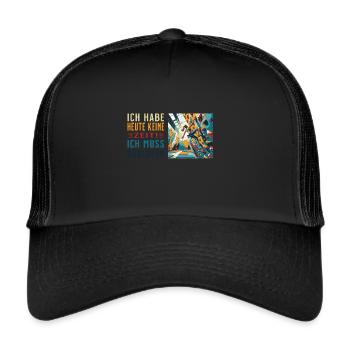Keine Zeit - Ich muss bouldern! Frau geht klettern - Trucker Cap - Schwarz/Schwarz - Vorne