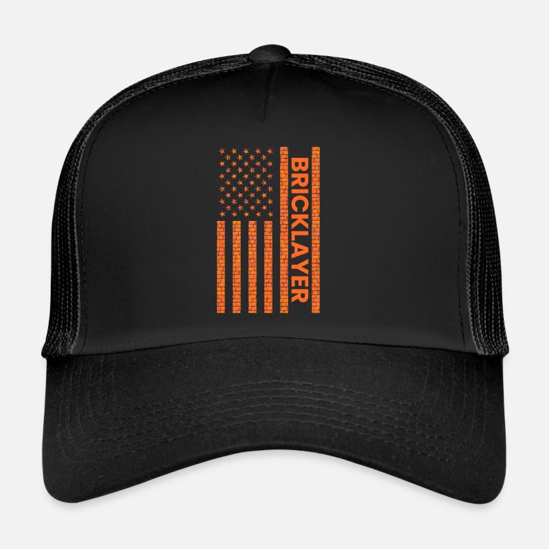 Bricklayer American Flag, brickmason brick masonry Trucker Cap