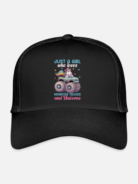 Monster Truck Einhorn Geburtstagsfeier Mädchen - Trucker Cap - Schwarz/Schwarz - Vorne