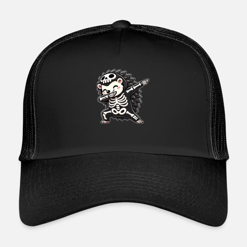 Halloween Skeleton Cute Hedgehog Men Women Trucker Cap