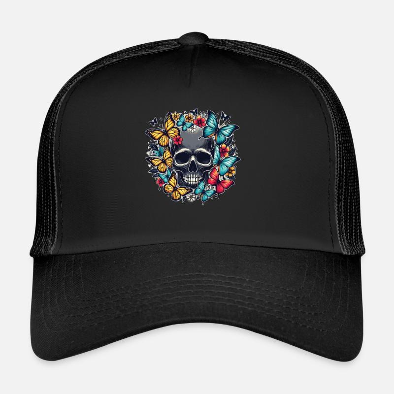 Conception de papillon de crâne Casquette trucker 