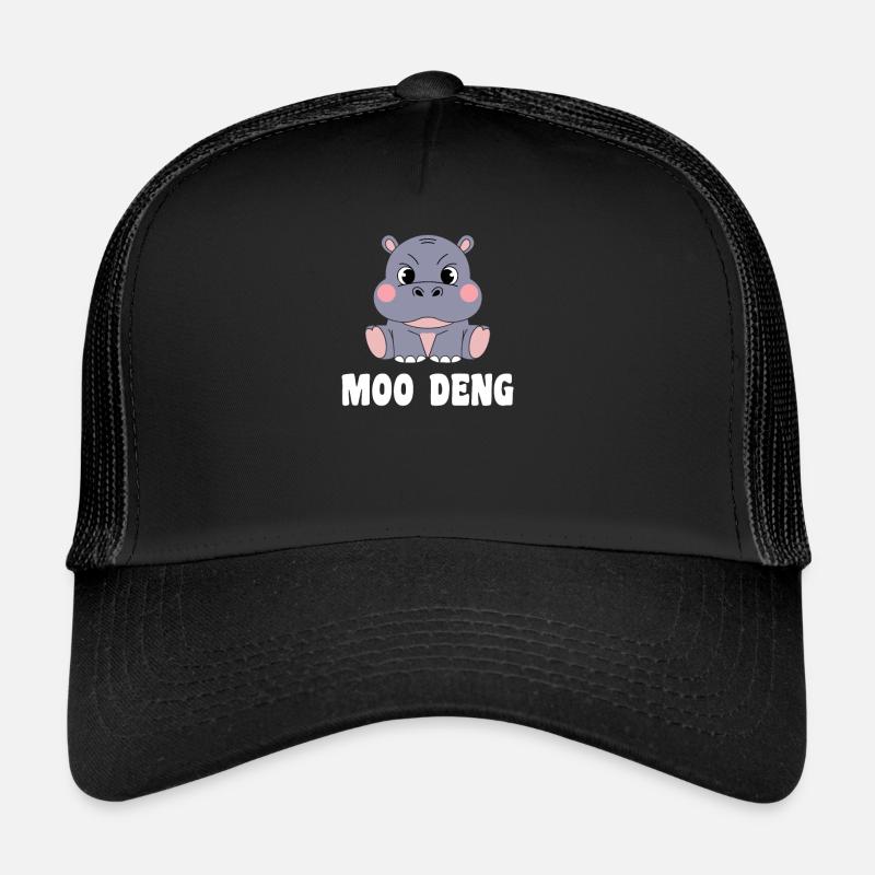 Moo Deng Hippo Funny Illustration Trucker Cap