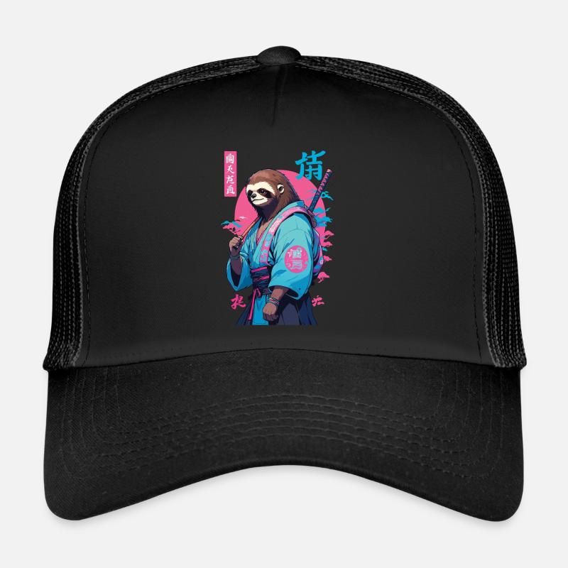 Samurai Faultier Aesthetic Vaporwave Stil Trucker Cap