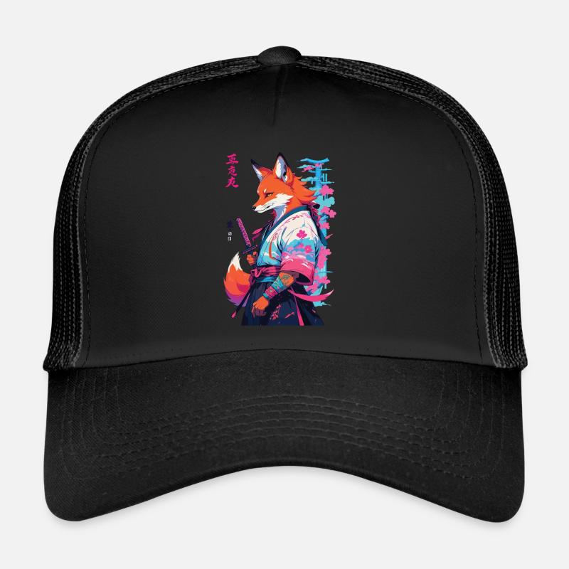 Kitsune Samurai Fuchs Aesthetic Vaporwave Stil Trucker Cap