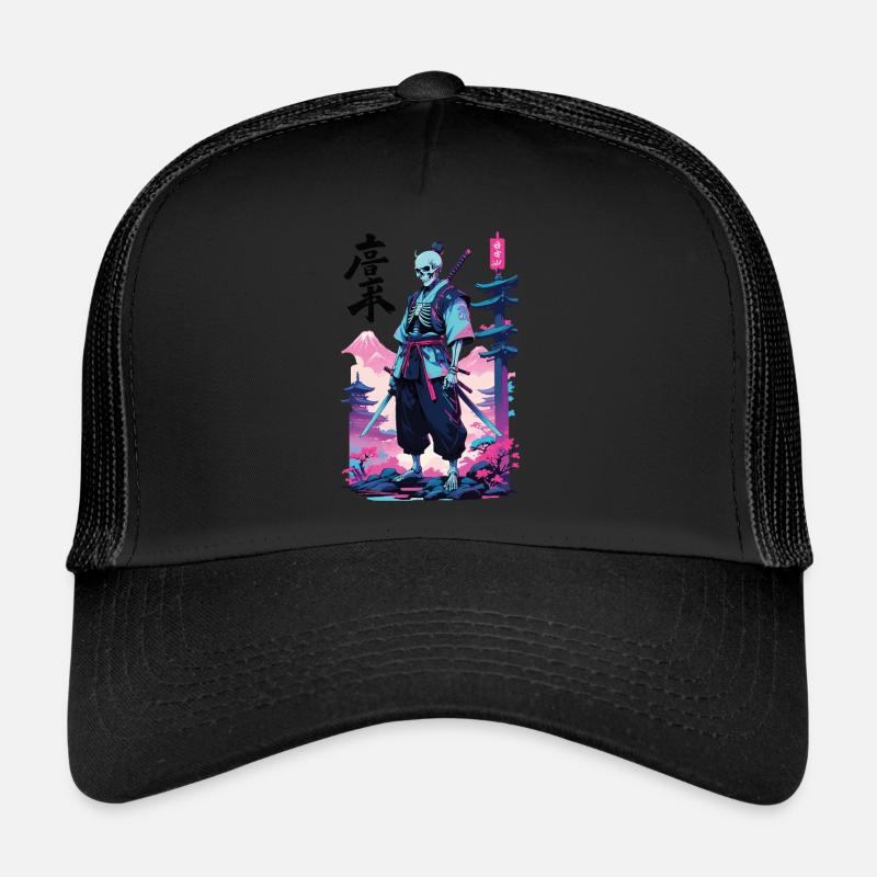 Oni Skeleton Samurai Vaporwave Esthétique Casquette trucker 