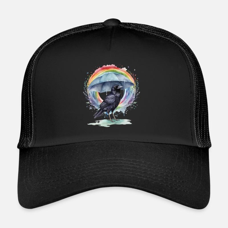 Rainbow Crow Crows Corbeau Corbeau Parapluie Casquette trucker 