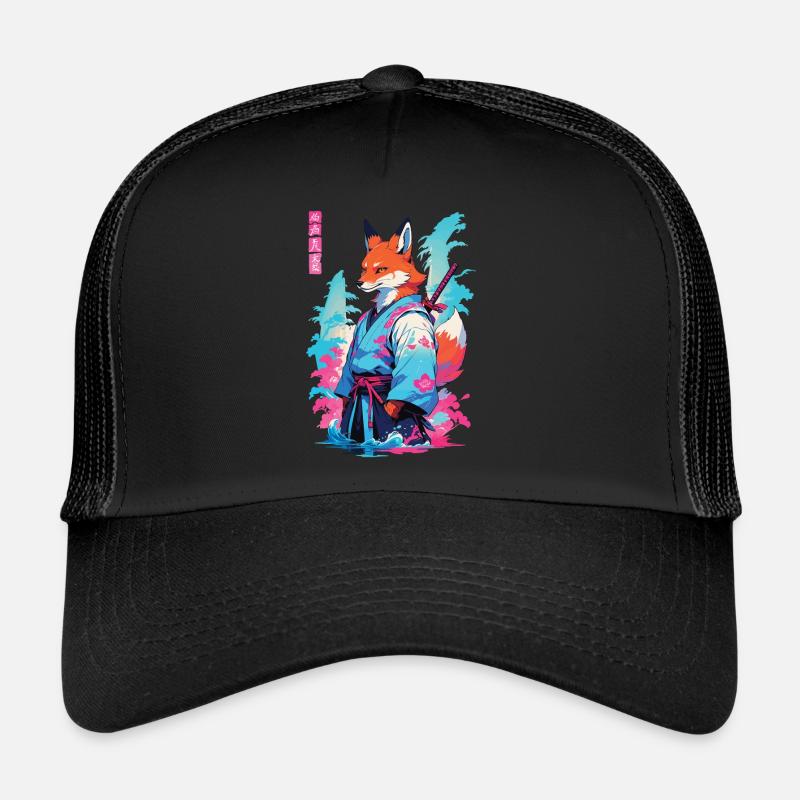 Kitsune Samurai Fuchs Aesthetic Vaporwave Stil Trucker Cap