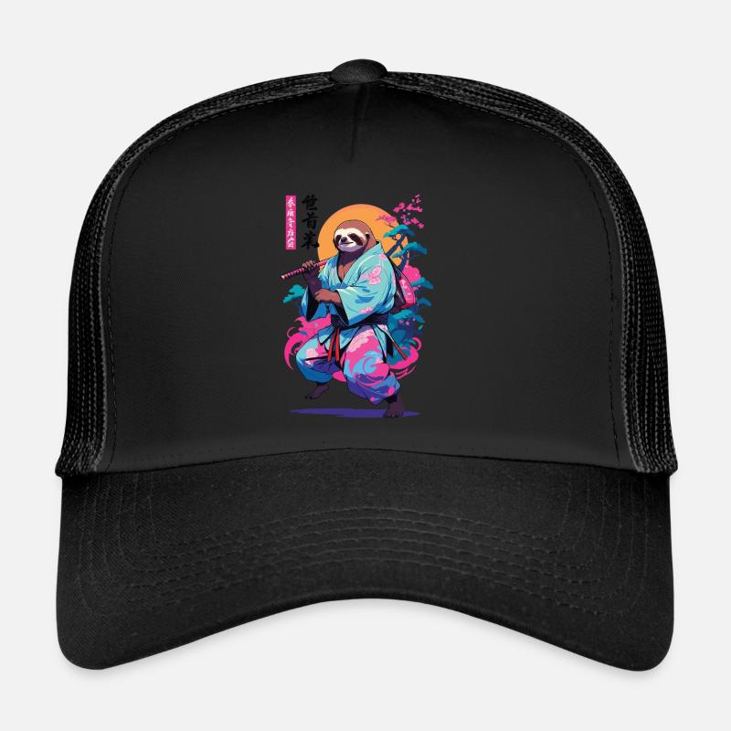 Samurai Faultier Aesthetic Vaporwave Stil Trucker Cap