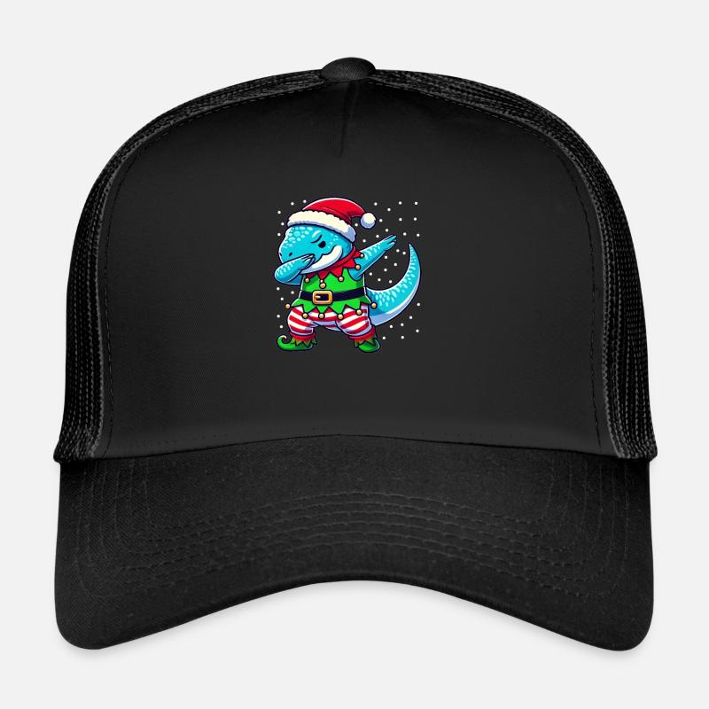Christmas T-rex Elf Funny T-rex Lover Trucker Cap