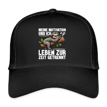 Meine motivation und ich leben zur zeit getrennt - Trucker Cap - Schwarz/Schwarz - Vorne