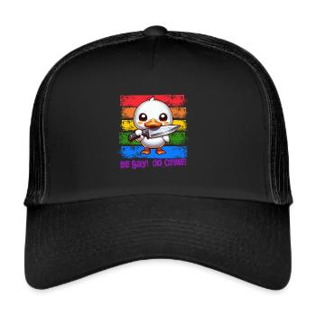 Regenbogen Lgbtq Pride Ente - Be Gay Do Crime - Trucker Cap - Schwarz/Schwarz - Vorne