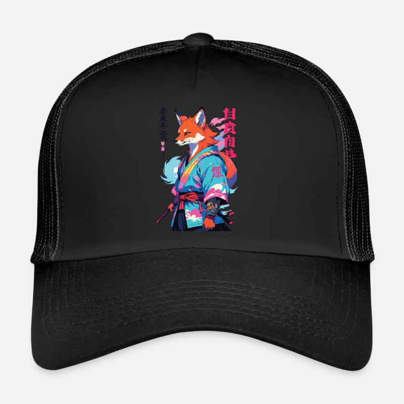 Kitsune Samurai Fuchs Aesthetic Vaporwave Stil Trucker Cap