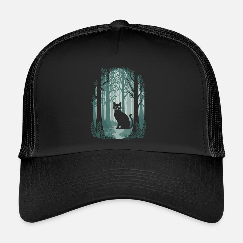 Chat magique de la forêt Cottagecore dans la forêt de contes de fées Casquette trucker 