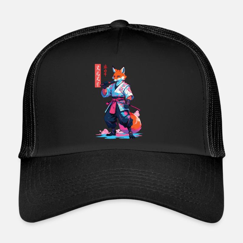 Kitsune Samurai Fuchs Aesthetic Vaporwave Stil Trucker Cap