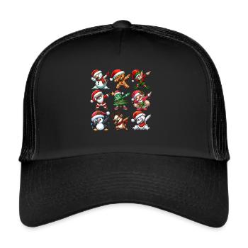 Dabbing Santa Elf Christmas Dance Squad Trendy - Trucker Cap - Schwarz/Schwarz - Vorne