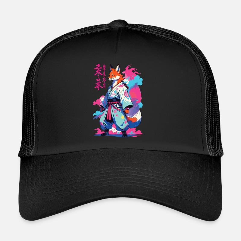 Kitsune Samurai Fuchs Aesthetic Vaporwave Stil Trucker Cap