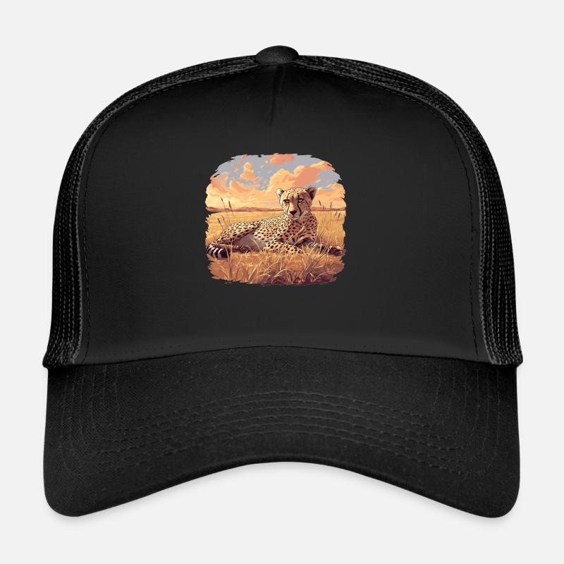 Cheetah Geparde Gepard - Trucker Cap - Schwarz/Schwarz