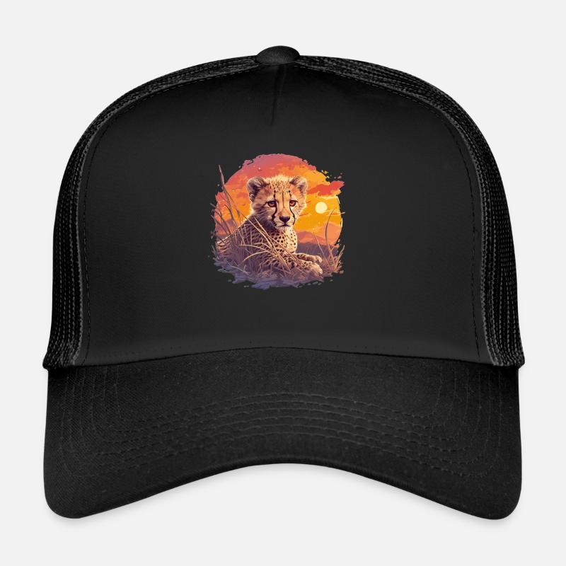 Cheetah Geparde Gepard - Trucker Cap - Schwarz/Schwarz