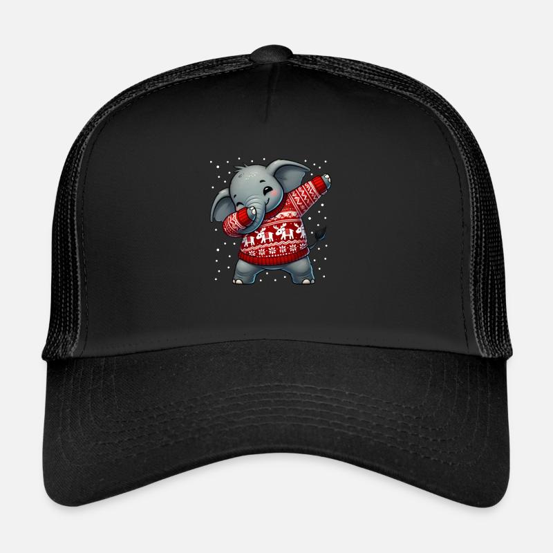Noël éléphant moche Noël - Casquette trucker  - noir/noir