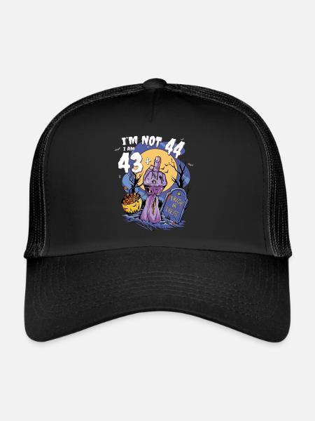 44th Birthday Zombie Party - 43 + Finger - Trucker Cap - black/black - Front