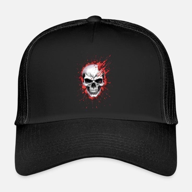 Unheimlicher Schädel mit Blut Trucker Cap