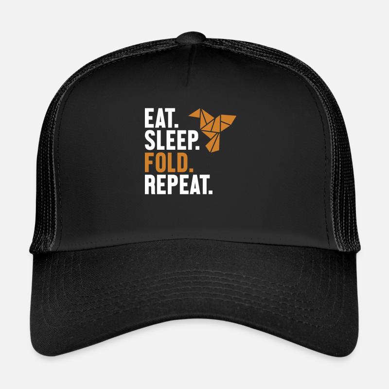 Eat Sleep Fold Repeat Owl Paper Crane Folding Trucker Cap