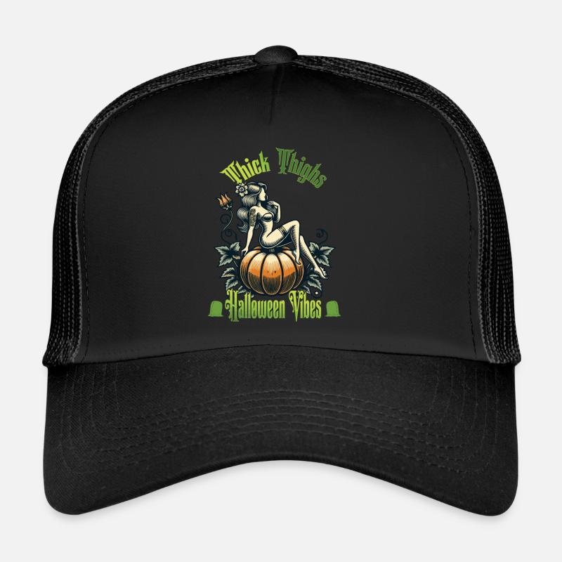 Funny Halloween Thick Thighs Vibes Trucker Cap