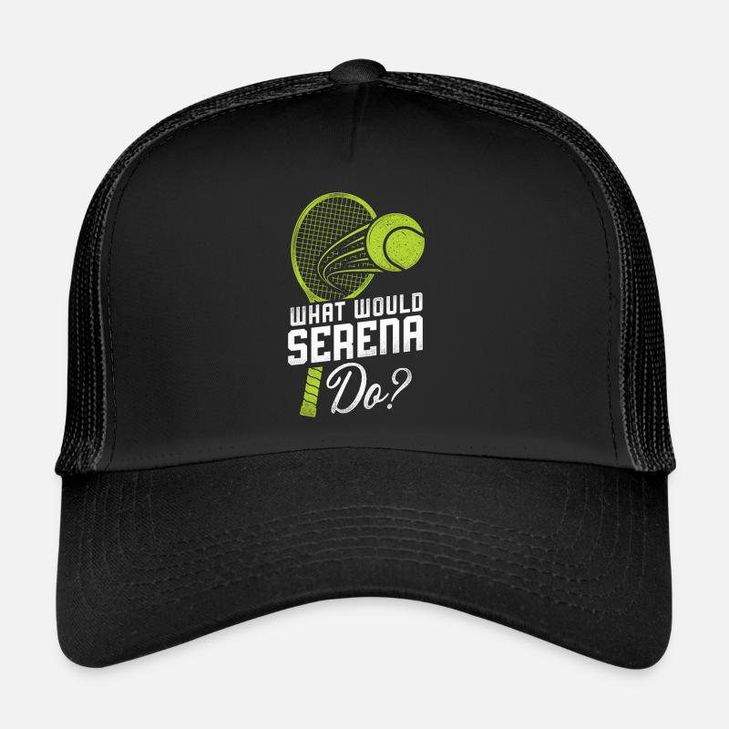 Funny Tennis Player Racket What - Trucker Cap - Schwarz/Schwarz