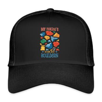 Ich gehe jetzt Bouldern | Cooles Boulder Design - Trucker Cap - Schwarz/Schwarz - Vorne