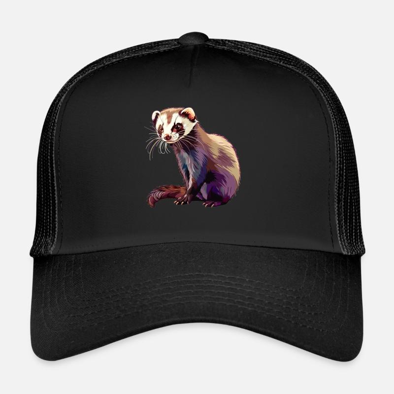 Ferret Frettchen - Trucker Cap - Schwarz/Schwarz
