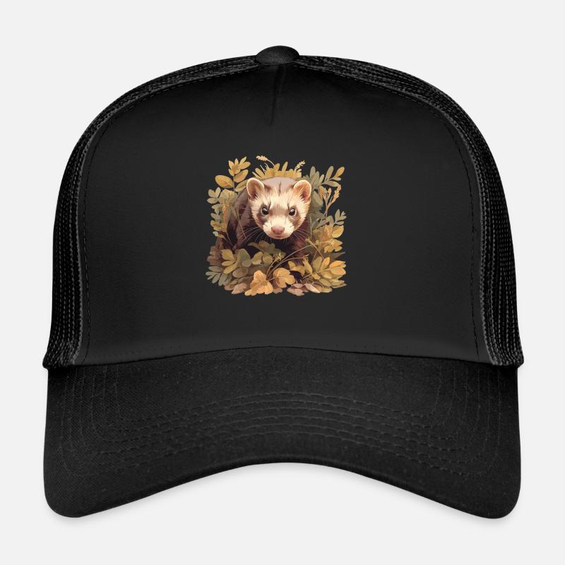 Ferret Frettchen - Trucker Cap - Schwarz/Schwarz