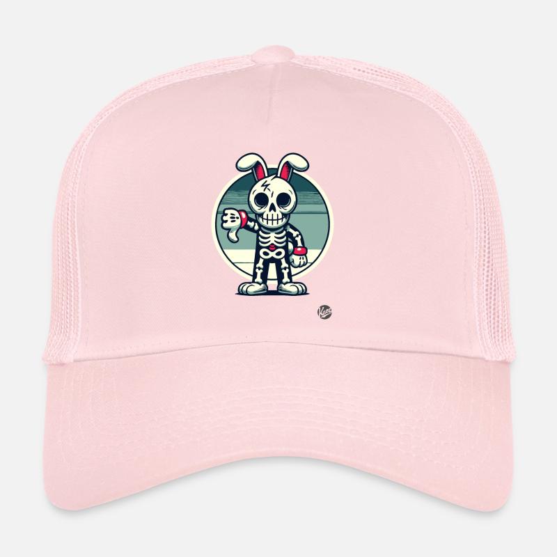 Creepy skeleton bunny with thumbs down Trucker Cap