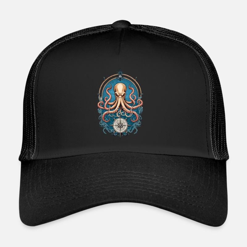 Krake Seeungeheuer Hobby Fischer Seefahrer Trucker Cap