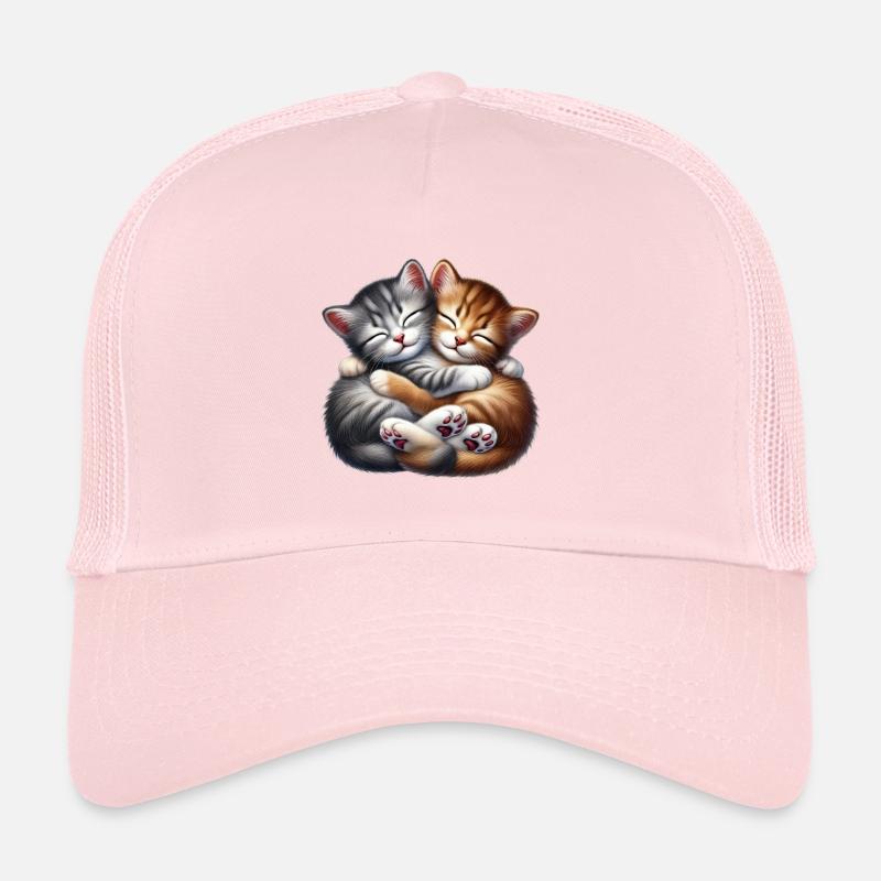 Deux chatons câlins dans une étreinte affectueuse Casquette trucker 
