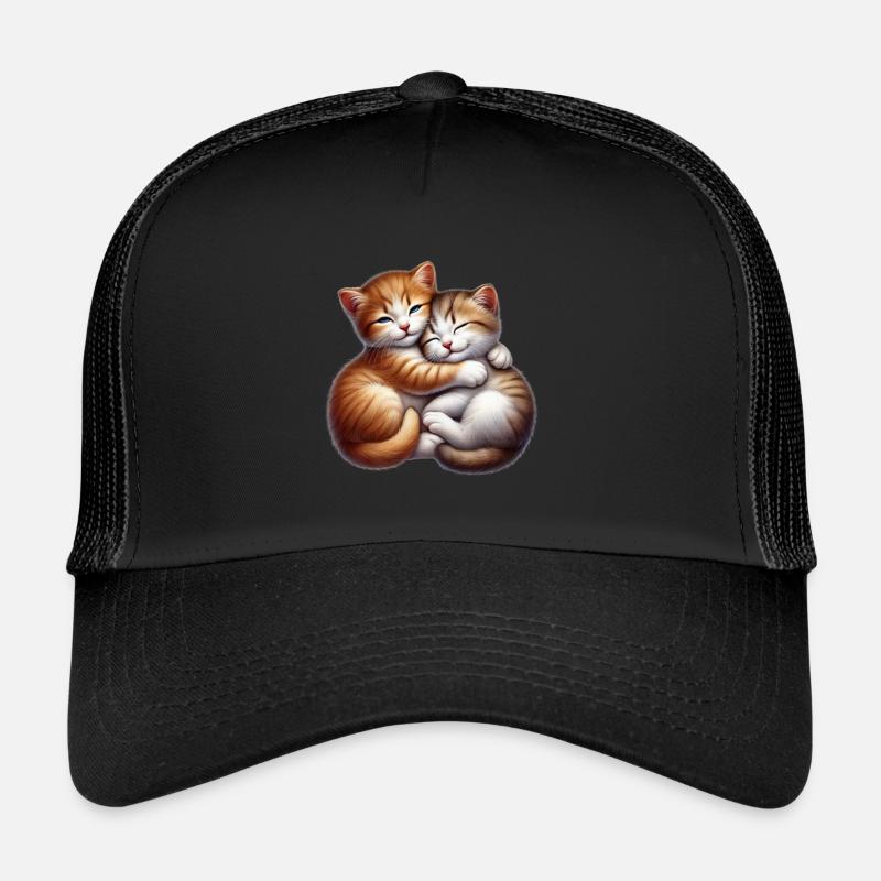 Deux chatons câlins dans une étreinte affectueuse Casquette trucker 
