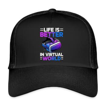 Virtual Reality Athlet Witzer VR Gamer Headset - Trucker Cap - Schwarz/Schwarz - Vorne