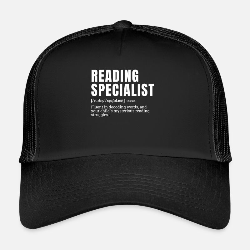 Funny Reading Specialist Definition Humor Trucker Cap