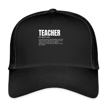 Funny Teacher Definition Occupation - Trucker Cap - Schwarz/Schwarz - Vorne