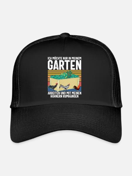 Je veux juste travailler dans mon jardin avec des poules - Casquette trucker  - noir/noir - Devant