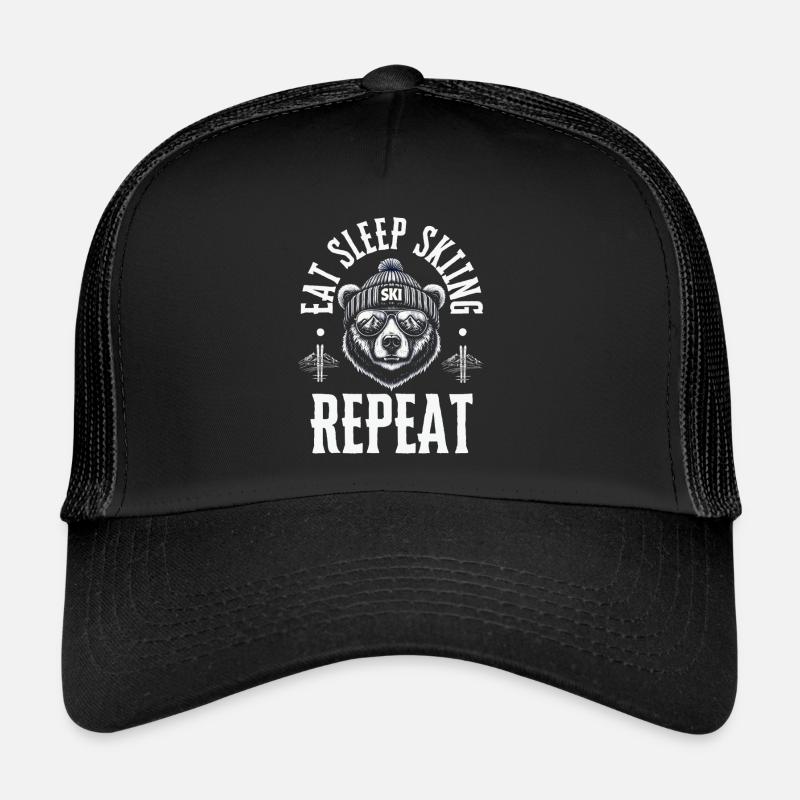 Manger Dormir Ski Répéter Ours Ski d’hiver Casquette trucker 