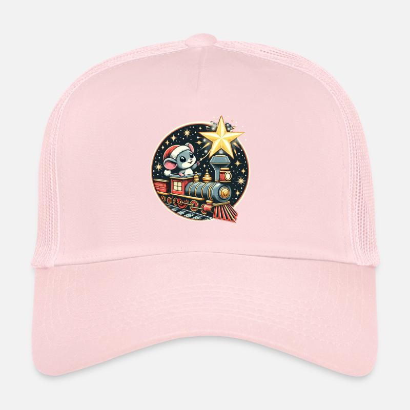 Christmas Model Train Mouse Star Kids Cute Trucker Cap
