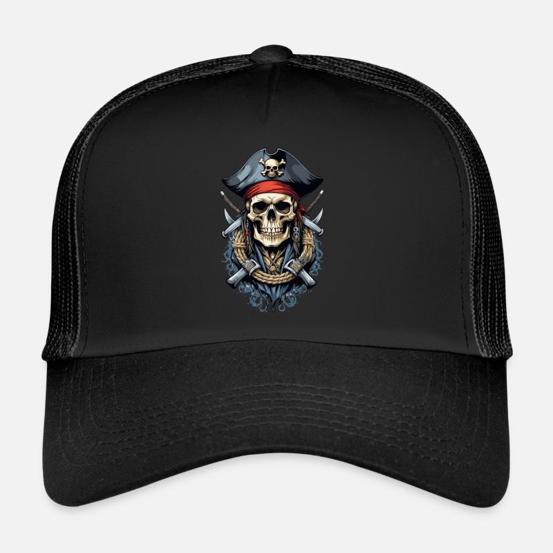 Costume de Pirate Drapeau Drapeau Jolly Roger - Casquette trucker  - noir/noir