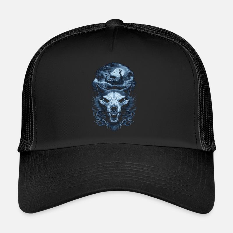 Vikings – Loups et navire au clair de lune Casquette trucker 