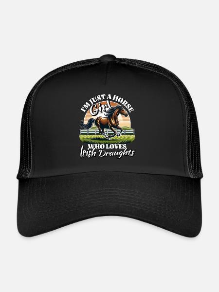J’adore le dicton des chevaux de trait irlandais - Casquette trucker  - noir/noir - Devant