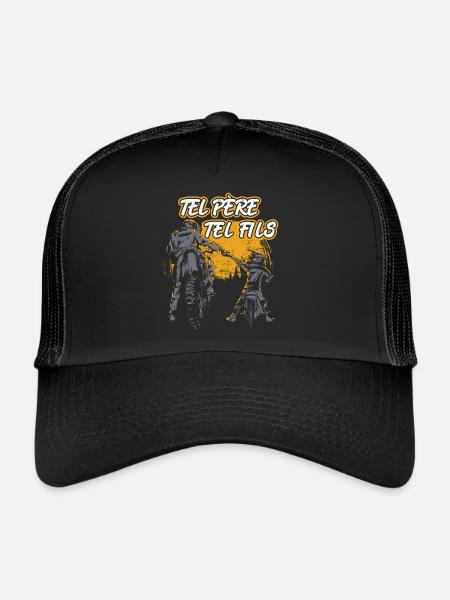Tel Père Tel Fils Moto Cross Sport Motocycliste - Casquette trucker  - noir/noir - Devant