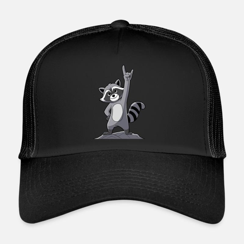 Rock On Raccoon avec des gestes cool Casquette trucker 